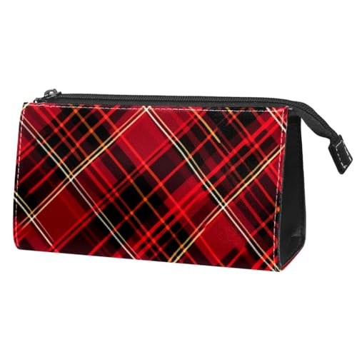 Reise Make up Tasche,Reise Kulturbeutel für Damen,weihnachtsrot dunkelgrün kariert,Kosmetik Reisetasche Reise Make up Tasche,Reise Kulturbeutel für Damen,weihnachtsrot dunkelgrün kariert,Kosmetik Reisetasche von WOSHJIUK