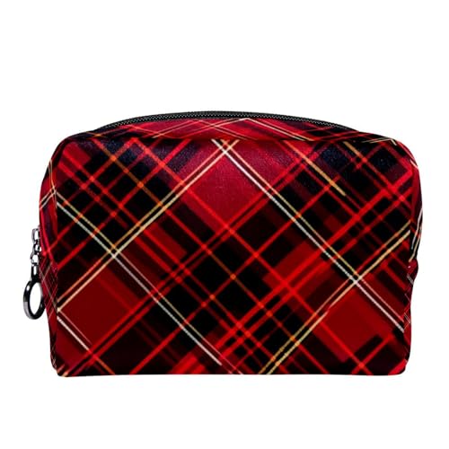 Reise Make up Tasche,Reise Kulturbeutel für Damen,weihnachtsrot dunkelgrün kariert,Kosmetik Reisetasche Reise Make up Tasche,Reise Kulturbeutel für Damen,weihnachtsrot dunkelgrün kariert,Kosmetik Reisetasche von WOSHJIUK