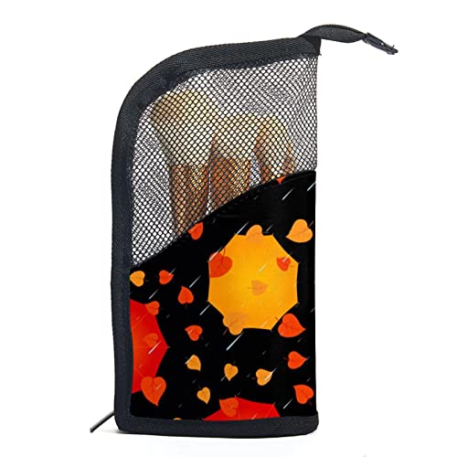 Reise Make-upbürsten Tasche,Regenschirm und Blätter,Kosmetiktasche für Make-up-Pinsel, Etui mit 12 Make-up-Pinseln von WOSHJIUK