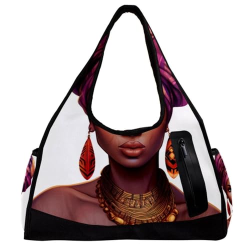 Reisetasche,Herren Sporttasche,Damen Sporttasche,Afroamerikanerfrauen ethnisches Mädchen,Sporttasche von WOSHJIUK