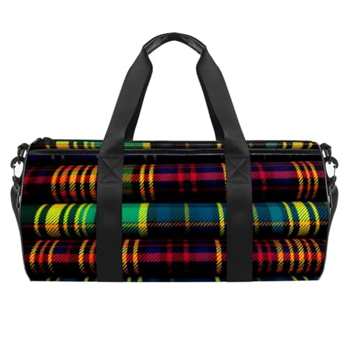 Reisetasche,Herren Sporttasche,Damen Sporttasche,Klassisches lila und grünes Kariertes Muster,Sporttasche von WOSHJIUK
