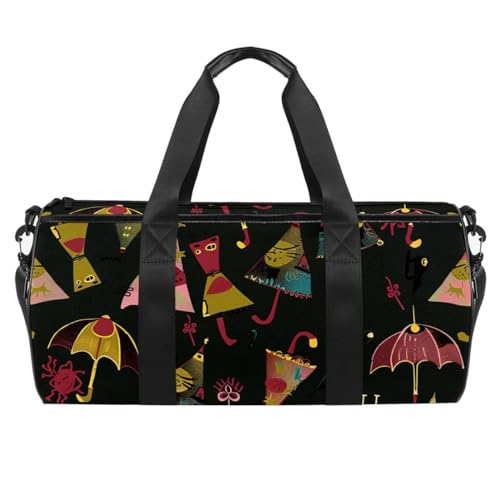 Reisetasche,Herren Sporttasche,Damen Sporttasche,Regenschirm Blumenkatze,Sporttasche von WOSHJIUK