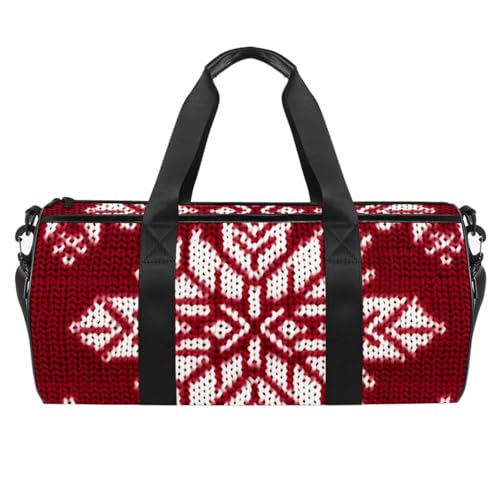 Sporttasche für Damen,kleine Sporttasche für Herren,Vintages Weihnachtsrotes Kariertes Muster,Übernachtungstasche von WOSHJIUK