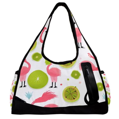 Sporttaschen für Damen,Reisetasche für Reisen,Frucht Kiwi Flamingo Birne,Sporttasche für Herren von WOSHJIUK