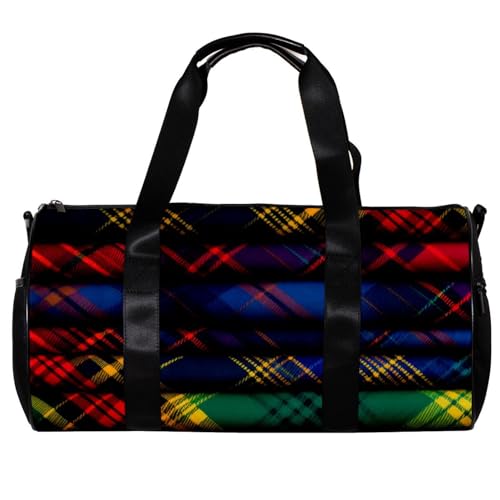 Sporttaschen für Damen,Reisetasche für Reisen,Klassisches lila und grünes Kariertes Muster,Sporttasche für Herren von WOSHJIUK