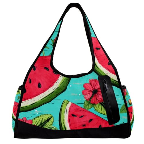 Sporttaschen für Herren,Reisetaschen für Damen,Gänseblümchen Wassermelone Grün,Trainingstasche von WOSHJIUK