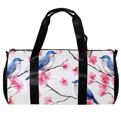 Sporttaschen für Herren,Reisetaschen für Damen,Kirschblüte und Blauer Vogel,Trainingstasche von WOSHJIUK