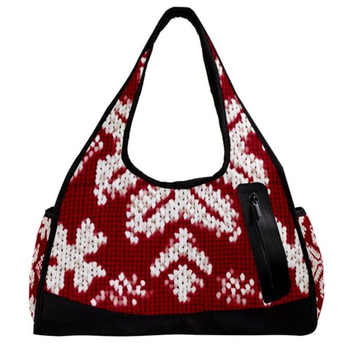 Sporttaschen für Herren,Reisetaschen für Damen,Vintages Weihnachtsrotes Kariertes Muster,Trainingstasche von WOSHJIUK