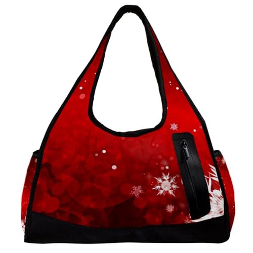 Sporttaschen für Herren,Reisetaschen für Damen,Weihnachten rote winterschneeflocken,Trainingstasche von WOSHJIUK