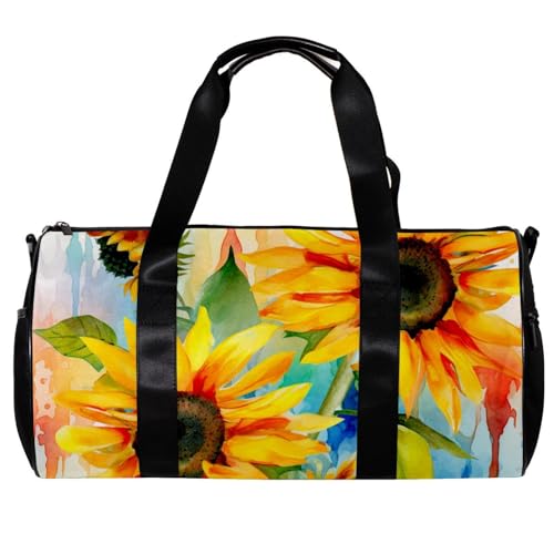 Sporttaschen für Herren,Reisetaschen für Damen,Wildblumen Aquarell Sonnenblume,Trainingstasche von WOSHJIUK