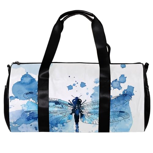 Sporttaschen für Herren,Reisetaschen für Damen,aquarell blau Hallo Libelle,Trainingstasche von WOSHJIUK