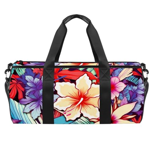 Sporttaschen für Herren,Reisetaschen für Damen,farbige Blätter Tropische Blumen,Trainingstasche von WOSHJIUK