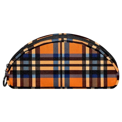 WOSHJIUK Federmäppchen,kleines Federmäppchen,Weinlese Fall Orangen Plaid,Stiftetui von WOSHJIUK