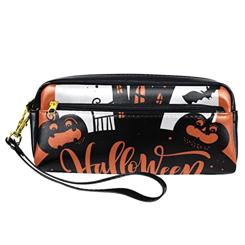 WOSHJIUK Federmäppchen aus Leder Marker Pen Pouch Desk Organizer Boxes,Nachtparty-Halloween-Poster,Bleistift-Aufbewahrungspaket von WOSHJIUK