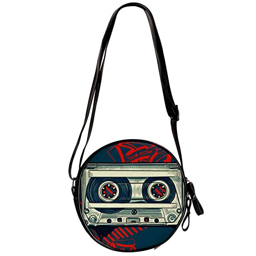 WOSHJIUK Kleine Umhängetasche,Vintage Musikkassette,Reise-Umhängetasche mit verstellbarem Riemen, Messenger-Tasche für Damen von WOSHJIUK