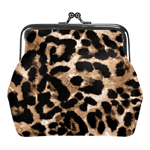 WOSHJIUK Münzgeldbörsen Kleingeldbeutel für Damen,Tierischer Retro-Leopard,Münzhalter Kleine Geldbörsen Kleingeldbörse von WOSHJIUK