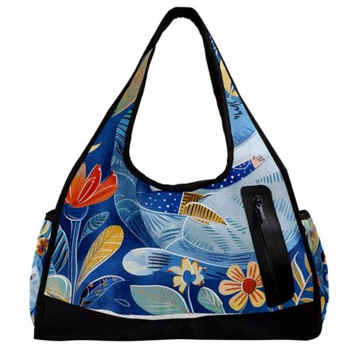 Weekender Reisetasche,kleine Sporttasche,Blumenkatze und Mädchen,Sporttasche von WOSHJIUK