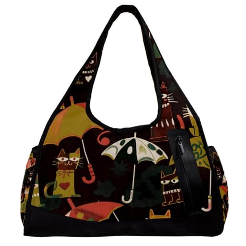 Weekender Reisetasche,kleine Sporttasche,Regenschirm Blumenkatze,Sporttasche von WOSHJIUK