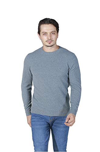 WOSICA Men's 100% Cashmere Kniited Pullover with Long Sleeve Crew Neck (Green, M) von WOSICA