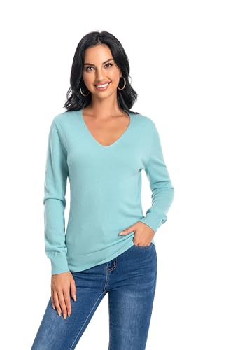 WOSICA Women‘s 100% Cashmere V-Neck Long Sleeve Pullover(Jasper M) von WOSICA