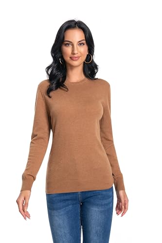 WOSICA Women's 100% Pure Cashmere Long Sleeve Crew Neck Sweater(Haystack XL) von WOSICA