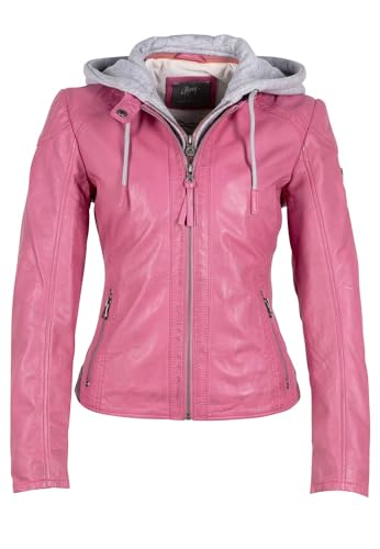 Gipsy GWApril Damen Lederjacke Pink mit Kapuze 100% Leder (DE/NL/SE/PL, Alphanumerisch, S, Regular, Regular, Pink) von WOTAINANLE