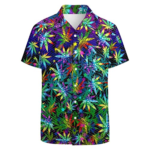 WOTDKG Herren 70er Jahre Hemd Vintage 60er 70er Jahre Disco Hemd Hawaii Kurzarm Hemd Sommer Button Up Hemd 70er Jahre Herren Kostüm, Stil Nr. 4, XL von WOTDKG