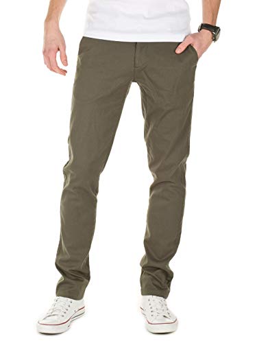 WOTEGA 140 - Grüne Business Chinohosen Mit Stretch - Chino Hosen Für Herren - Slim Fit Chino Aus Baumwolle, Grün (Olive Night 5637), W31/L34 von WOTEGA