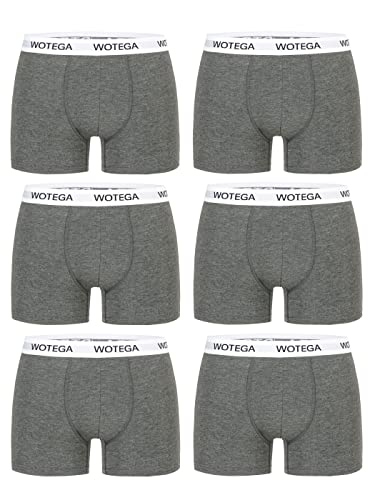 WOTEGA Joe - Herren Unterhosen 6er Pack - Basic Boxershorts - Stretch Unterwäsche Männer - Baumwoll Retroshorts, Grau (Phantom 194205), 4XL von WOTEGA