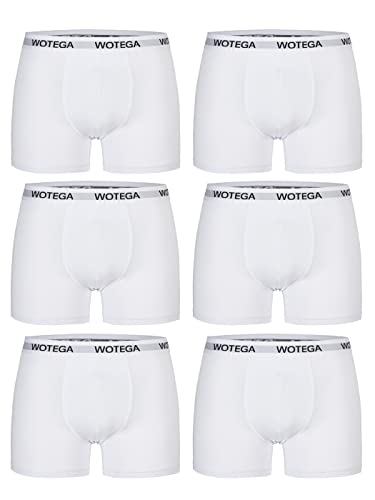 WOTEGA Joe - Boxershorts Herren 6er Pack - Basic Unterhosen Männer - Baumwoll Unterwäsche - Boxer Shorts, Weiß (Brilliant White 114001), 5XL von WOTEGA