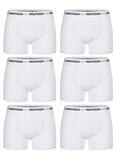 WOTEGA Joe - Boxershorts Herren 6er Pack - Basic Unterhosen Männer - Baumwoll Unterwäsche - Boxer Shorts, Weiß (Brilliant White 114001), 6XL von WOTEGA
