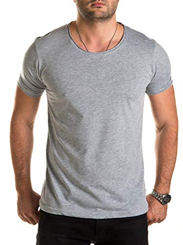 WOTEGA Einfarbige Herren T-Shirts mit Rundhalsausschnitt Nasus Basic Shirt O-Neck Baumwolle Dünner Stoff, Grau (Dapple Gray 163907), XL von WOTEGA