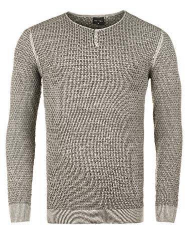 WOTEGA Herren Feinstrick Pulli Tim Vintage Strick Pullover Männer Basic Feinstrickpullover Meliert Rundhalspullover, Grau (Gray-Anthracite 194006), S von WOTEGA