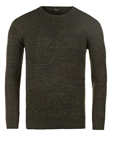 WOTEGA Herren Feinstrick Pullover Rundhals Basic Männer Feinstrickpullover Pulli Meliert Strickpullover Strickpulli, Grün (Green-Navy 194007), XXL von WOTEGA