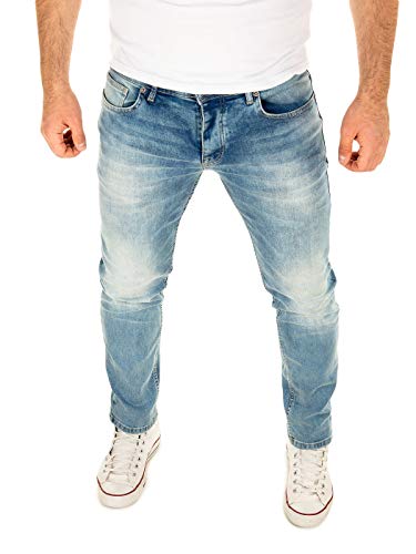 WOTEGA - Alistar Herren Jeanshose - Blaue Slim Fit Jeans - Männer Hosen Mit Stretch, Blau (Flint Stone 183916), W32/L38 von WOTEGA