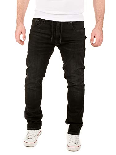 WOTEGA Noah - Trainingshose - Herren Baumwolle Jogginghose in Jeansoptik - Männer Hosen Jeans Mit Gummizug, Schwarz (Phantom Black 3R4205), W29/L32 von WOTEGA