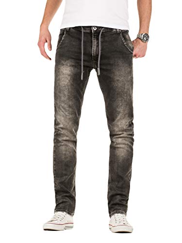 WOTEGA Herren Sweathose in Jeansoptik Slim-Fit Joshua, Grau (Raven Grey 19000), W33/L34 von WOTEGA