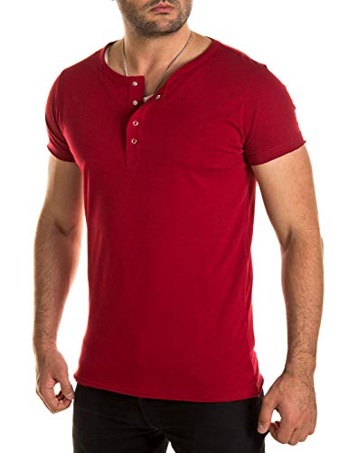 WOTEGA Herren T-Shirt in 2-in-1 Optik - rote Sommer Männer Tshirt Bordo - Shirts Rundhals und V-Neck, Rot (Biking Red 190511), L von WOTEGA