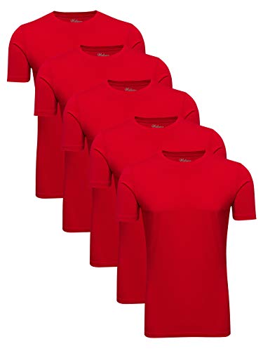 WOTEGA Herren T-Shirts 5er Pack Alton - Sommer Rundhals-Ausschnitt rotes Slim Fit - Moderner Männer Tshirt melang, Rot (Barbados Cherry 191757), XXL von WOTEGA