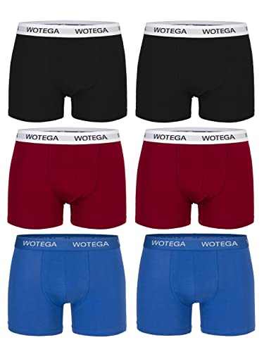 WOTEGA Joe - 6er Pack Herren Unterwäsche - Baumwoll Boxershorts - Stretch Unterhosen Männer - Basic Herrenunterhosen, Grau, Rot, Blau (Mix1), 6XL von WOTEGA