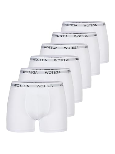 WOTEGA Joe - Boxershorts Herren 6er Pack - Basic Unterhosen Männer - Baumwoll Unterwäsche - Boxer Shorts, Weiß (Brilliant White 114001), L von WOTEGA