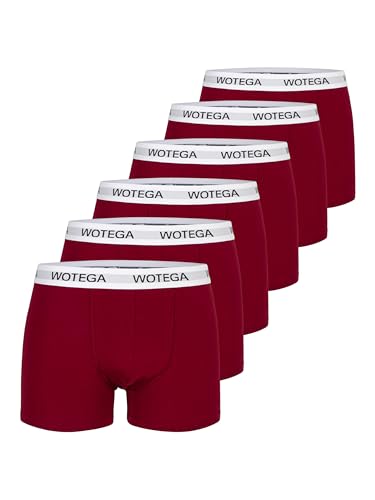WOTEGA Joe - Boxershorts Herren Baumwolle - 6er Pack Unterhosen Männer - Retroshorts - Stretch Unterwäsche, Rot (Biking Red 191650), 6XL von WOTEGA