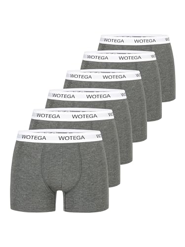 WOTEGA Joe - Herren Unterhosen 6er Pack - Basic Boxershorts - Stretch Unterwäsche Männer - Baumwoll Retroshorts, Grau (Phantom 194205), S von WOTEGA