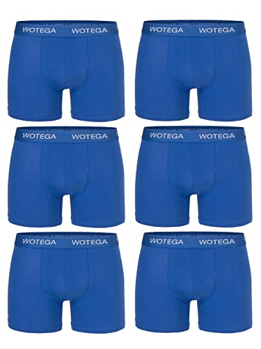 WOTEGA Joe - Unterhosen Männer Baumwolle 6er Pack - Basic Boxershorts Herren - Stretch Unterhose - Unterwäsche Set, Blau (Strong Blue 184051), L von WOTEGA