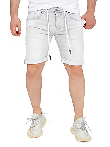 WOTEGA Leichte Kurze Hose Herren Jeans Short Männer Hosen Kurz Jean Jogginghose Mit Reißverschluss Diego, Grau (Silver Sronce 163850), W33 von WOTEGA