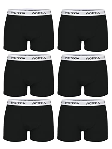 WOTEGA Joe - Unterwäsche Herren 6er Pack - Baumwoll Männer Boxershorts - Basic Unterhosen - Männerunterhosen, Schwarz (Black 194008), S von WOTEGA