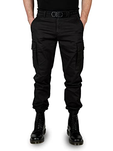 WOTEGA Odin - Herren Cargohose Slim Fit - Stretch Cargo Hose - Schwarze Männer Stoffhose, Schwarz (Black 194008), W30/L32 von WOTEGA