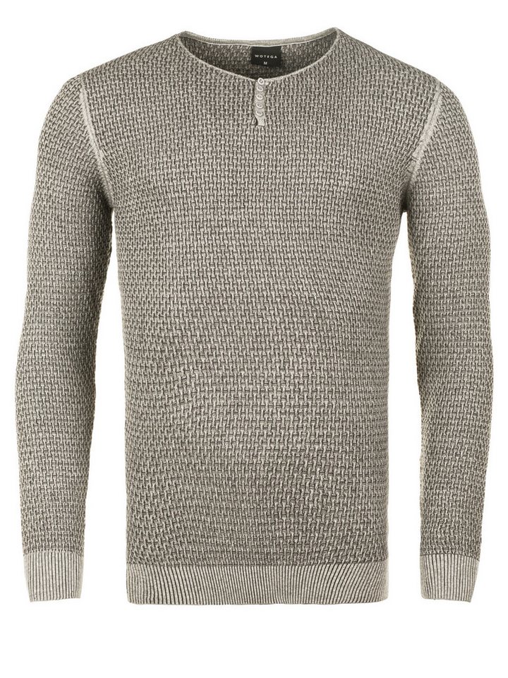 WOTEGA Rundhalspullover Structured Button Sweater Tim von WOTEGA