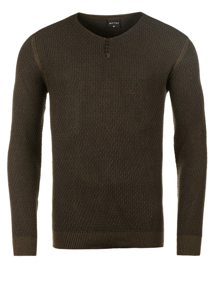 WOTEGA Rundhalspullover Structured Button Sweater Tim von WOTEGA
