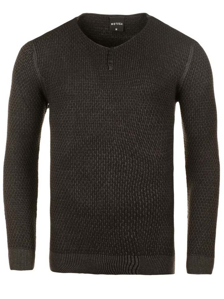 WOTEGA Rundhalspullover Structured Button Sweater Tim von WOTEGA